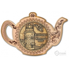 Магнит из бересты Феодосия-Ильинский маяк чайник золото